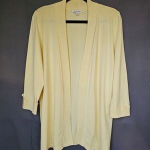 Studio Works Lemon Yellow Cardigan – Open Front, Size XL